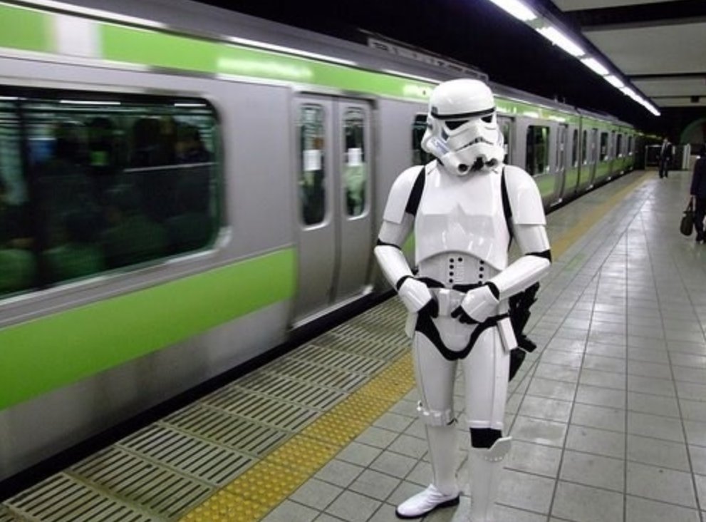 OntarioLine's tweet photo. 🚇 Proof that even some Stormtroopers choose transit over a spaceship. Happy Star Wars Day to all the Jedi's celebrating 🚀 #StarWarsDay #MayTheFourthBeWithYou #TorontoTransit #ChooseTransit https://t.co/z8jtQJvLjp