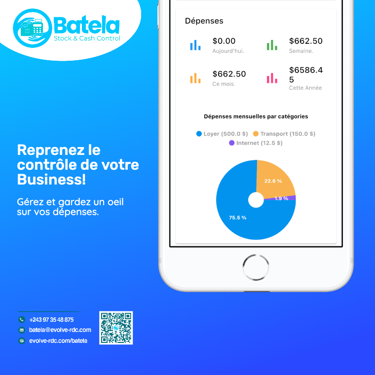 Batelabox's tweet photo. Reprenez le contrôle de votre #Business!
💰 Module #Trésorerie | Gestion des dépenses 💰
Gardez un oeil sur vos entrées et dépenses et optimisez ainsi la gestion de vos finances grâce à #BatelaBox!
#POS #tech #finance #fintech #trackingTool #rdc #congo #numerique #Entrepreneur https://t.co/oLdotJIV6J