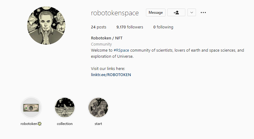 ROBOTOKENSPACE's tweet photo. 📌#ROBOTOKENINFO📌

🤔Guys, did you know that the #ROBOTOKEN has an #instagram ?🤔
📌Then know and go to it, there we post exclusive content📌

Inst: https://t.co/vJiM9ZRLKj

#NFT #MetaVerse #NFTCommumity #space https://t.co/jDxyT80Zqe