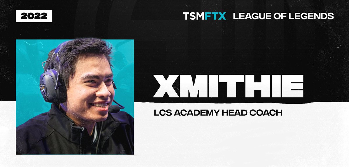 TSM's tweet image. Please welcome our new LCS Academy Head Coach @Xmithie!

We're proud to announce his addition to our LCS Academy staff. Xmithie has a long history as a player and will be invaluable to the growth of our young players.