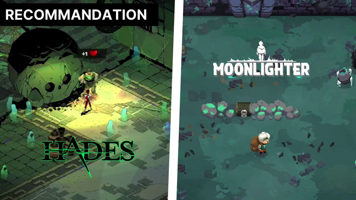 PEGIncorp's tweet photo. Hello 🙂
C'est l'heure de la recommandation du mois. Il s'agit de 2 petites pépites type Dungeon Crawler/Die&amp;Retry dispo partout mais parfaites pour la #NintendoSwitch. J'ai nommé #HadesGame et #Moonlighter.
Venez découvrir pourquoi ces jeux sont géniaux🔥 https://t.co/6a5QqWWws8 https://t.co/gKMwtVoPV4