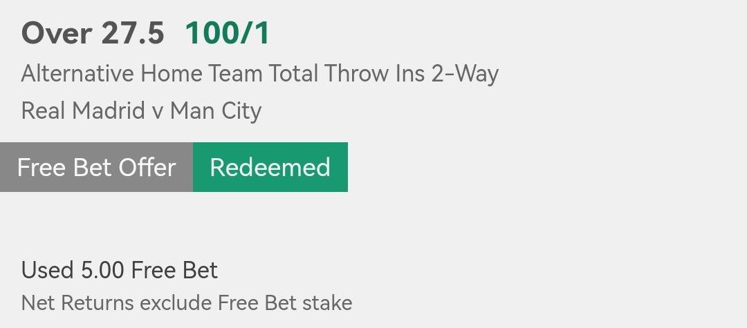 TipsterCharlie's tweet image. 🏟Man City Vs Real Madrid 
🗓4/05/2022 - 20:00 GMT+1
🏆#UCL 

BET365 FREE £5 BET!

£5 @ 101.00 
Bookie: Bet365
Goodluck if you join us❤️

Suggested by a member of ours in the members chat🤝