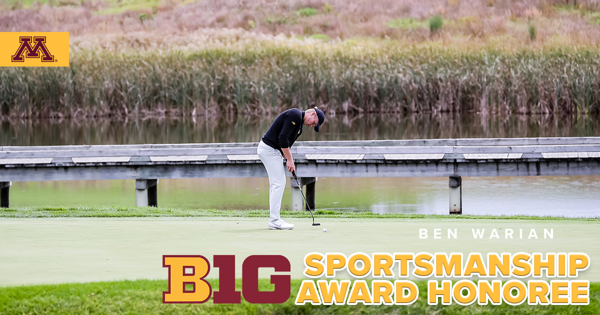 GopherMGolf's tweet photo. Congratulations to sophomore Ben Warian for being named a 2022 B1G Sportsmanship Honoree!

#SkiUMah // #CommitNorth https://t.co/ENBJNMLEw6