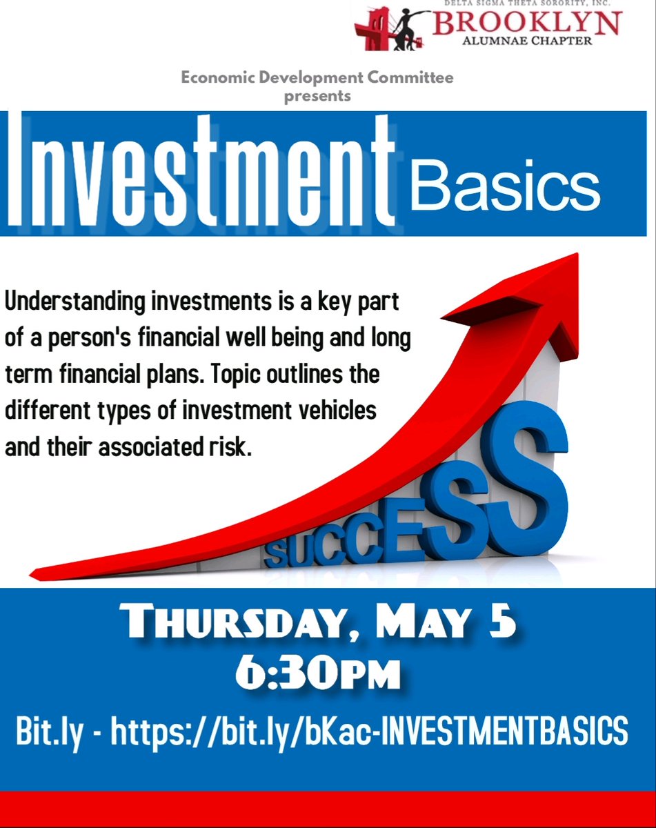 MsSharonReid's tweet photo. Join #BkACDST for an #InvestmentBasics seminar on Thursday, May 5. Understanding investments is key to financial well-being and long-term #FinancialPlans. Hear about diff. types of
#investment vehicles and the associated risks. Register at https://t.co/tqXUAc0SYW
INVESTMENTBASICS https://t.co/mWcgGE0L9L