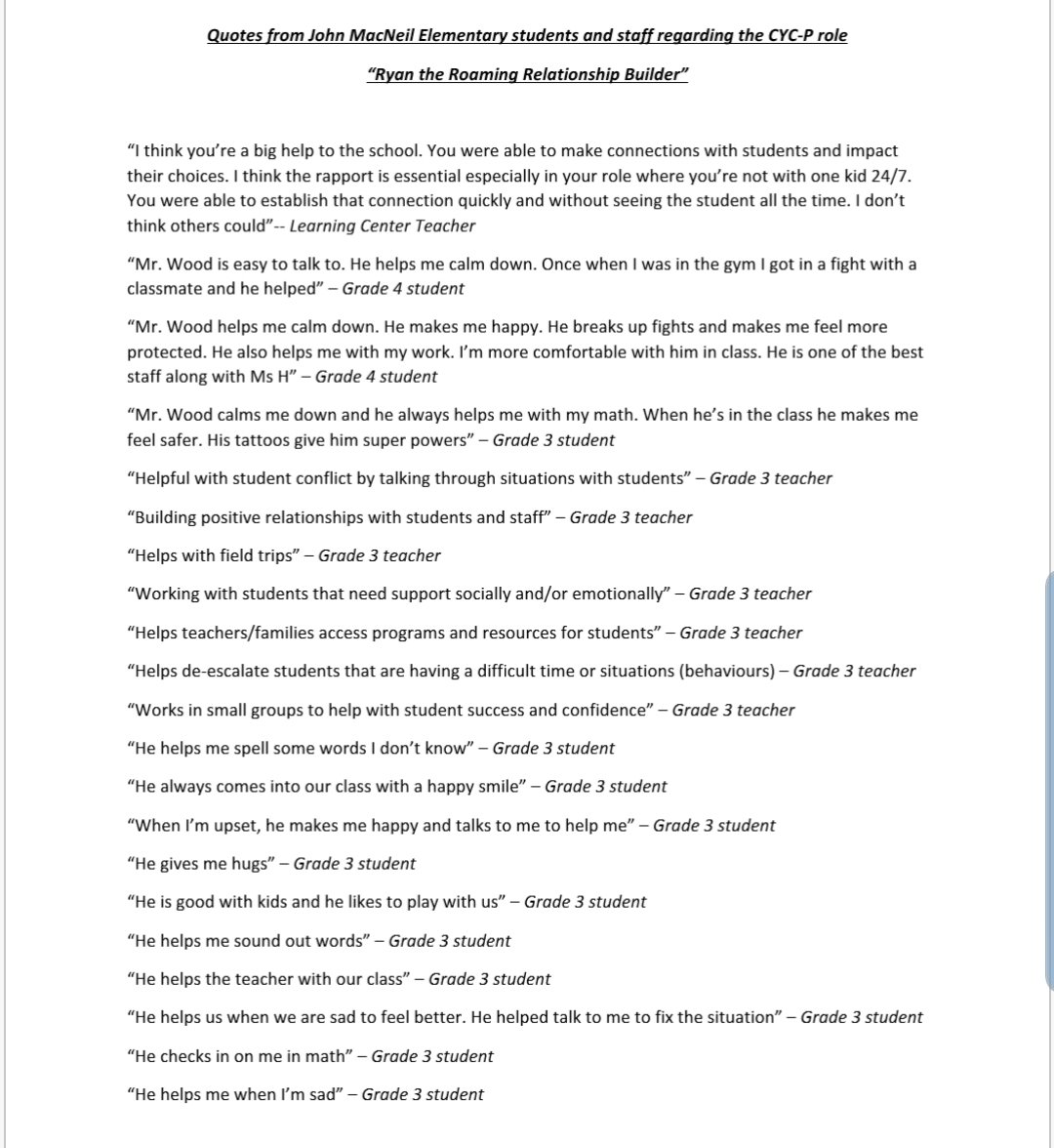 RyanWoo01782642's tweet photo. An inside look at what the CYC-P role can look like

Over 50 of us within @HRCE_NS with more "youth work" happening in other areas of the field

Here's to you, your approach, and your ability to keep showing up for our students 🙏👊

#CYCWeek2022

@HRCESchoolsPlus 
@JohnMacNeil42 https://t.co/Aigxabf8Vi