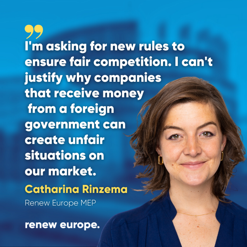 RenewEurope's tweet photo. The Parliament has ✅ its mandate on the Foreign Subsidies Instrument!

It is crucial to have in place rules that ensure that foreign subsidies do not create distortions, as this harms the competitiveness of our companies, including our SMEs.

@CRinzema &amp; @s_yoncourtin