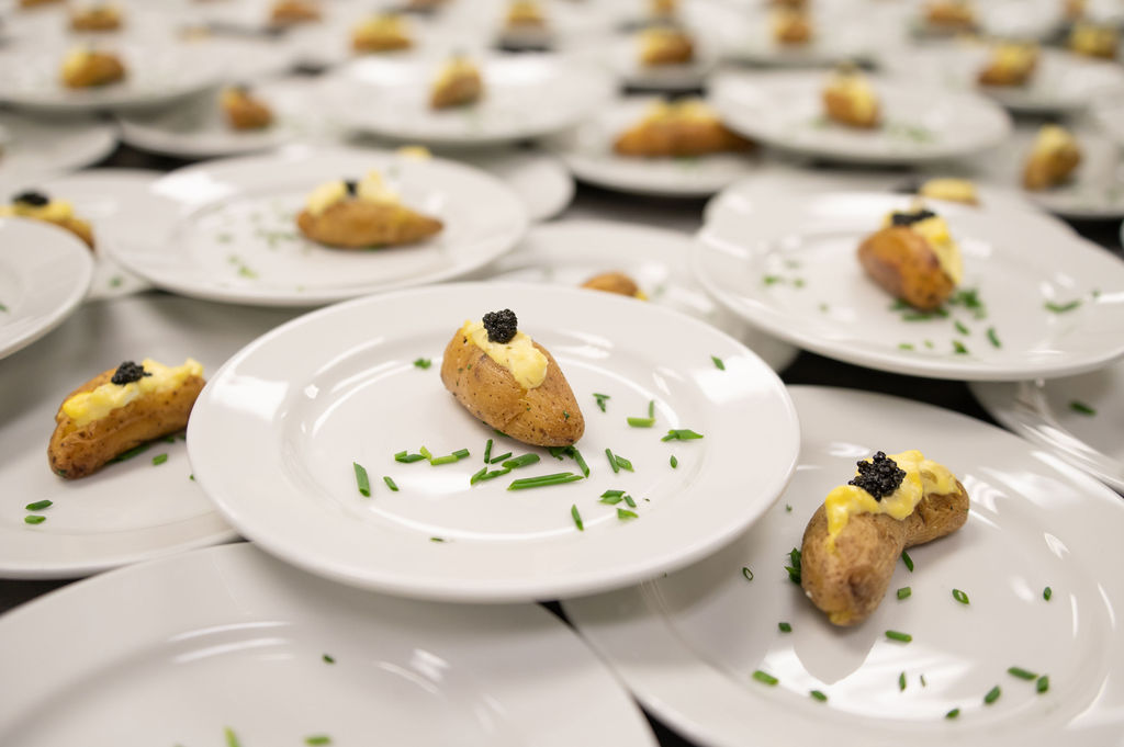 A fun surprise for your wedding guests is a caviar course after salads &amp; before entrees! How cute is this roasted baby fingerling potato stuffed with caviar &amp; truffled egg salad!? 

Planner: @toast_events 
Catering: @boldeventsatl 
Bride: <a href="/meganann/">Megan Harmon</a>
#BoldEventsATL