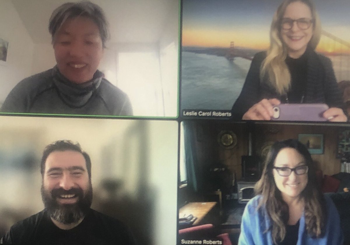 LeslieCRoberts's tweet photo. @LongLittWoon @SuzannneRoberts Marco Wilkinson and me pre-gaming for our panel What It Means to Be Human: Memoirs Rooted in Nature 2 pm May 7 Berkeley part of fab @BayBookFest (looking forward to hearing @Obikaufmann and @NifMuhammad too!!!! @CACollegeofArts @ArchEcoLab https://t.co/7Y2zYw0iRi