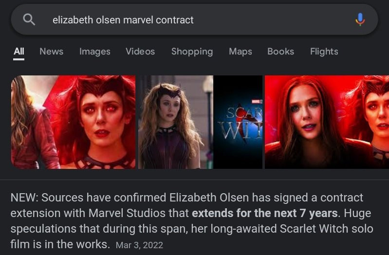 zheuloria's tweet photo. ⚠️ SPOILER ALERT ⚠️

YOU GUYS CALM DOWN WANDA IS NOT REALLY DEAD, ELIZABETH OLSEN SIGNED 7 MORE YEARS CONTRACT IN MARVEL...LIZZIE HERSELF CONFIRMED THAT THERE'S MORE TO COME FOR SCARLET WITCH
#DoctorStrange 
#ScarletWitch https://t.co/qyBtbj2SBS