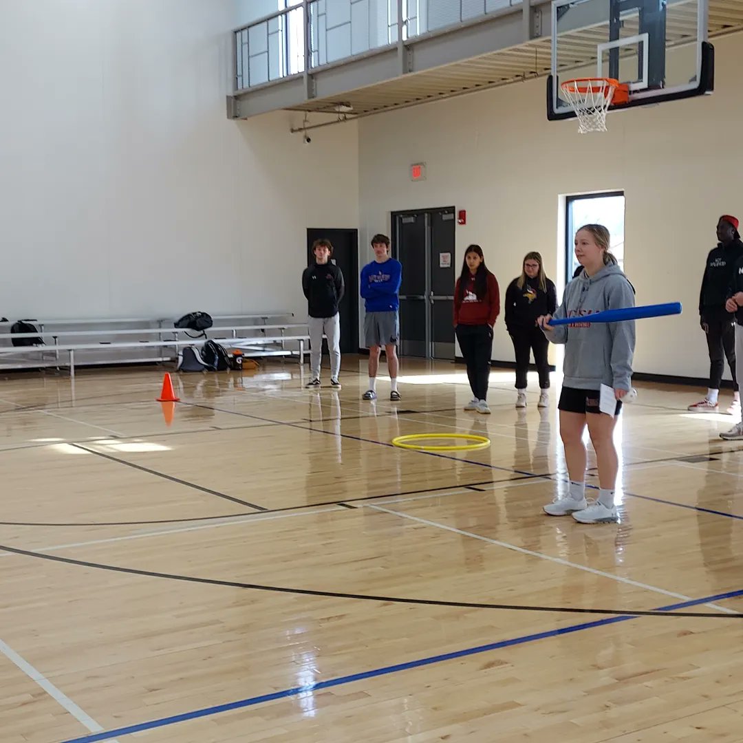 VCSUKHP's tweet photo. The last unit in HPER 314 is fielding games. Students taught three fun fielding games (Big base kick ball, Danish Longball, and modified wiffle ball) to peers. Everyone had FUN! #VCSU #vcsukhp https://t.co/MJ2cLMAiFS