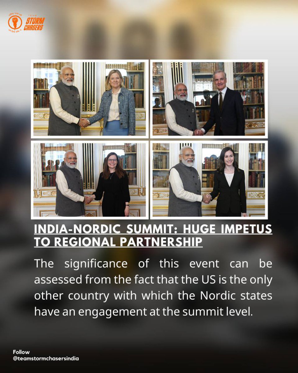 TStormChasers's tweet photo. India-Nordic Summit
India and the Nordic states have huge strengths and complementarities. They share a convergence in values in freedom of speech, religion and media, all are free-market economies and they all promote gender equality.
#ModiEuropeVisit #Nordic #NaMo https://t.co/pJ3s13fppD