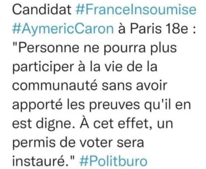 Damienpernet2's tweet photo. Le #suffrage #capacitaire, utilisé sous la Monarchie de Juillet, pour barrer la route au suffarge universel. Quelle bonne idée #AymericCaron! L'idée la plus réac qui soit, enrobée dans la condescendance #populiste la plus crasse. https://t.co/pi0ctLFjHY