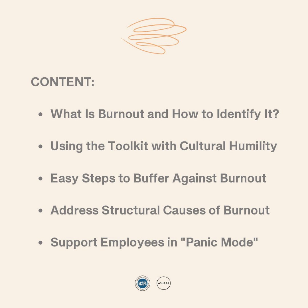 NCAPAtweets's tweet photo. This APAHM make sure you get the chance to check out @ASHAAA_org's Advocate Burnout Toolkit!

Download the toolkit here: https://t.co/Gx8Ub7UwT5 https://t.co/Q5CqTp2Cio