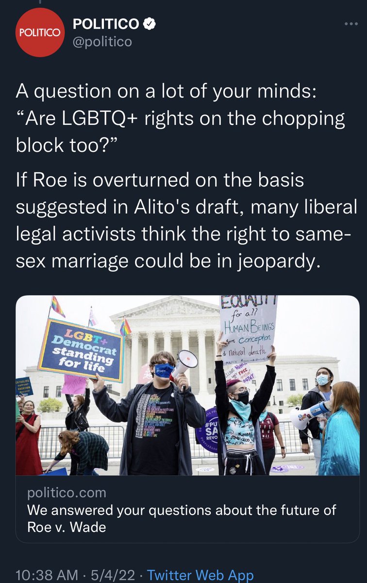 AuronMacintyre's tweet photo. This barrage of articles about how the overturning of Roe is just a precursor to collapsing the entire progressive agenda is implicitly admitting that most of the left’s social victories have been manufactured top down by a collection of poorly constructed civil rights decisions https://t.co/P0olhZksWX