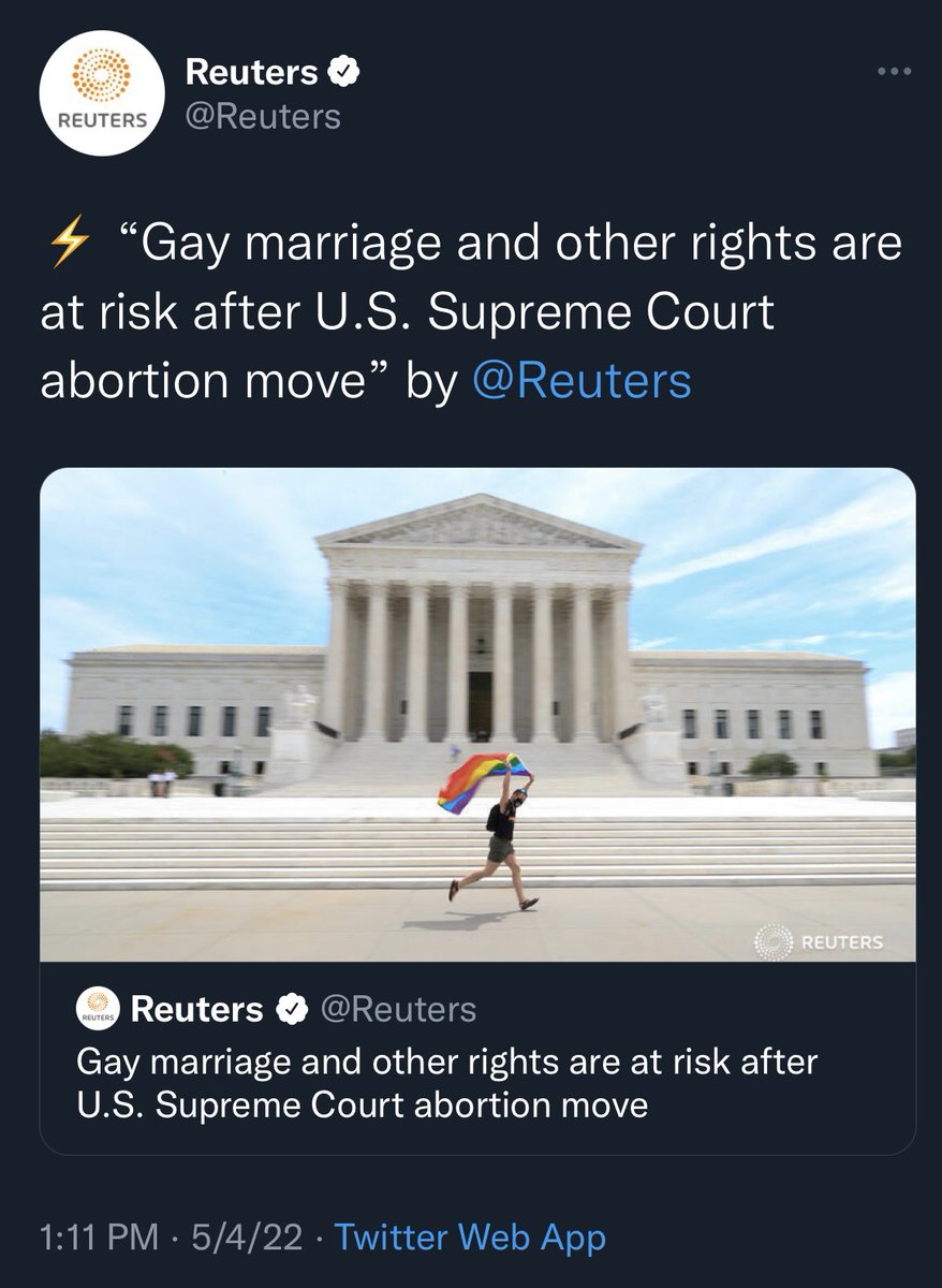 AuronMacintyre's tweet photo. This barrage of articles about how the overturning of Roe is just a precursor to collapsing the entire progressive agenda is implicitly admitting that most of the left’s social victories have been manufactured top down by a collection of poorly constructed civil rights decisions https://t.co/P0olhZksWX