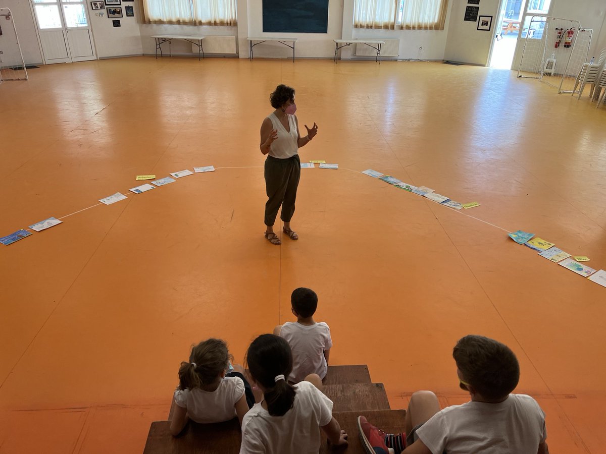 Today Ms Sotia's class learned about film language. The children created a storyboard by placing their illustrated frames on the story mountain path we created on the floor, and co-created the narration, focused on climate change. 
#filmeducation #mediawhat #medialiteracy