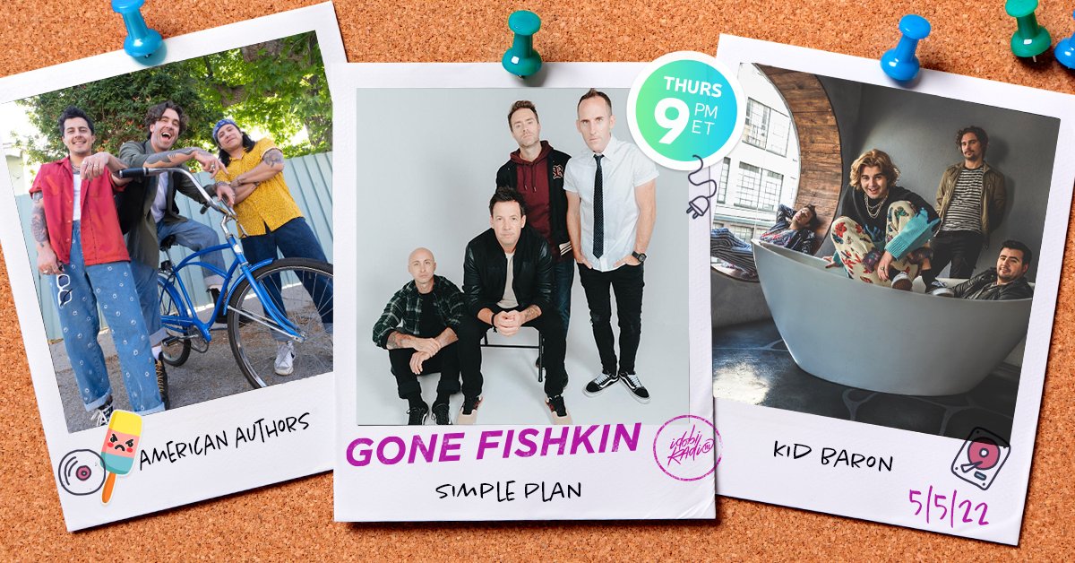 Fish (@gonefishkin) on Twitter photo Tomorrow! <a href="/KidBaronMusic/">Kid Baron</a> will be stopping by playing a couple songs acoustic PLUS <a href="/SebLefebvre/">Your pal Seb.</a> of <a href="/simpleplan/">Simple Plan</a> and <a href="/ZacAAuthors/">zac barnett</a> of <a href="/aauthorsmusic/">American Authors</a> will be calling in! 9PM ET - ido.bi/player Tomorrow! <a href="/KidBaronMusic/">Kid Baron</a> will be stopping by playing a couple songs acoustic PLUS <a href="/SebLefebvre/">Your pal Seb.</a> of <a href="/simpleplan/">Simple Plan</a> and <a href="/ZacAAuthors/">zac barnett</a> of <a href="/aauthorsmusic/">American Authors</a> will be calling in! 9PM ET - ido.bi/player