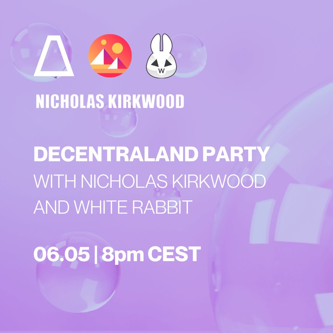 dematerialised's tweet photo. And the festivities continue💥 This Friday from 8pm CEST, join @NKirkwoodLondon and @WhiteRabbitGATE in @decentraland for a DJ set by #MimiXu. DMAT VIP NFT holders were airdropped a DCL wearable granting them exclusive access to a VIP space in the popup. -109,-17 see you there ✌️ https://t.co/Fp7wzQ76DA