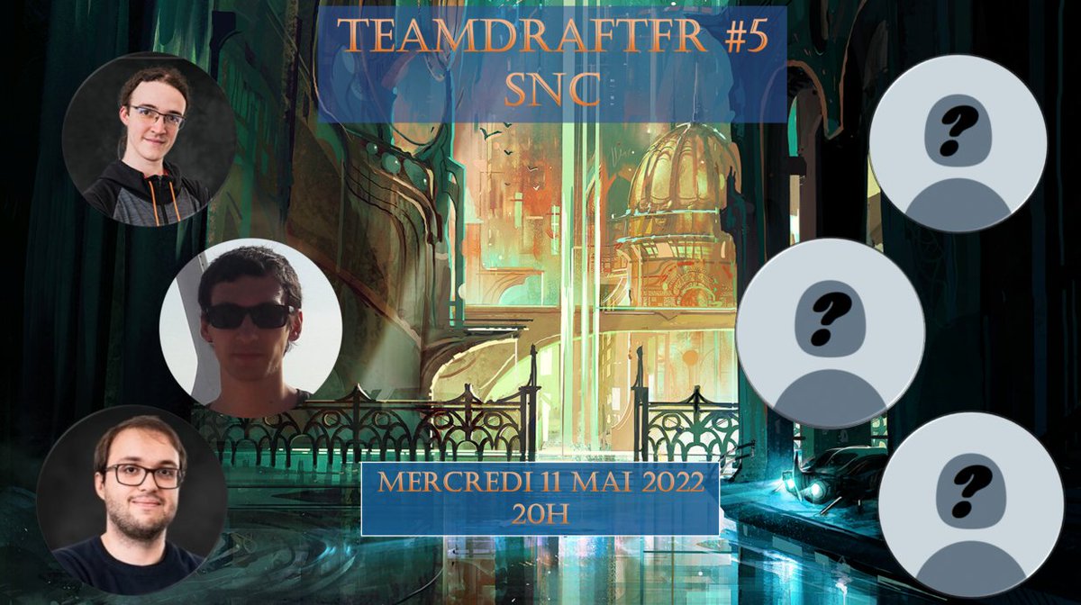 TeamDraftFR's tweet photo. Mercredi 11 mai à 20h, venez défier @HocquemillerV, fondateur de perf limité, épaulé par les deux brutes @moutier_theo et @JEDepraz dans les rues de la nouvelle Capenna! Tirage au sort ce samedi d'un challenger qui choisira son équipe pour les affronter! https://t.co/Pei4669ey6