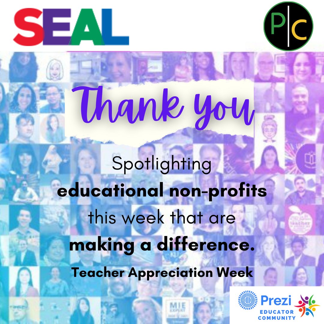 prezi's tweet photo. We're proud to partner with two incredible organizations who work to improve the lives of students, each in distinct and important ways. Cheers to @PocketsChange #TeachChange #CreditChat & @SEAL_EdEquity #ELs #EdEquity!
#notforprofit #teacherappreciationweek https://t.co/J34P99QOpW