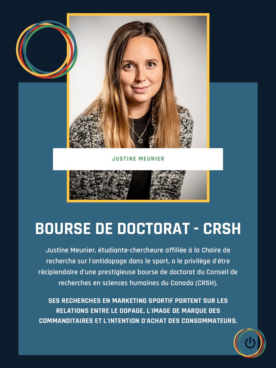 Félicitations à Justine Meunier pour l'obtention d'une bourse du CRSH!