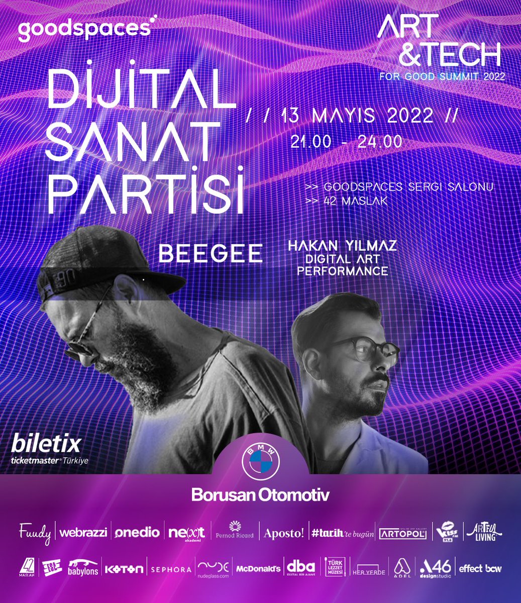 13 Mayıs akşamı gerçekleşecek Partimizde BeeGee ile Hakan Yılmaz'ın Dijital Sanat Performansıyla eğlenceli bir deneyim için hepinizi bekliyoruz.

Biletler 👉🏻 biletix.com/etkinlik/1V8A6…