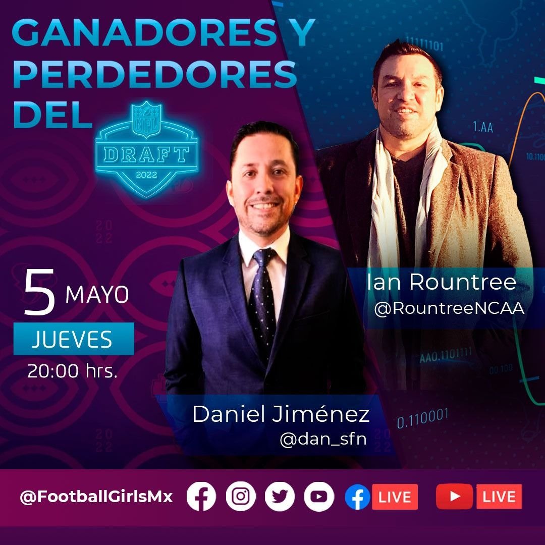 dan_check211's tweet photo. Un honor la invitación de @valehip y @FootballGirlsMx para platicar del #NFLDraft con mi hermano @RountreeNCAA !

Mañana 8pm por https://t.co/Hz556e9a1U

#TargetSFN #DisplayGreatness https://t.co/E6tlAbYEIt