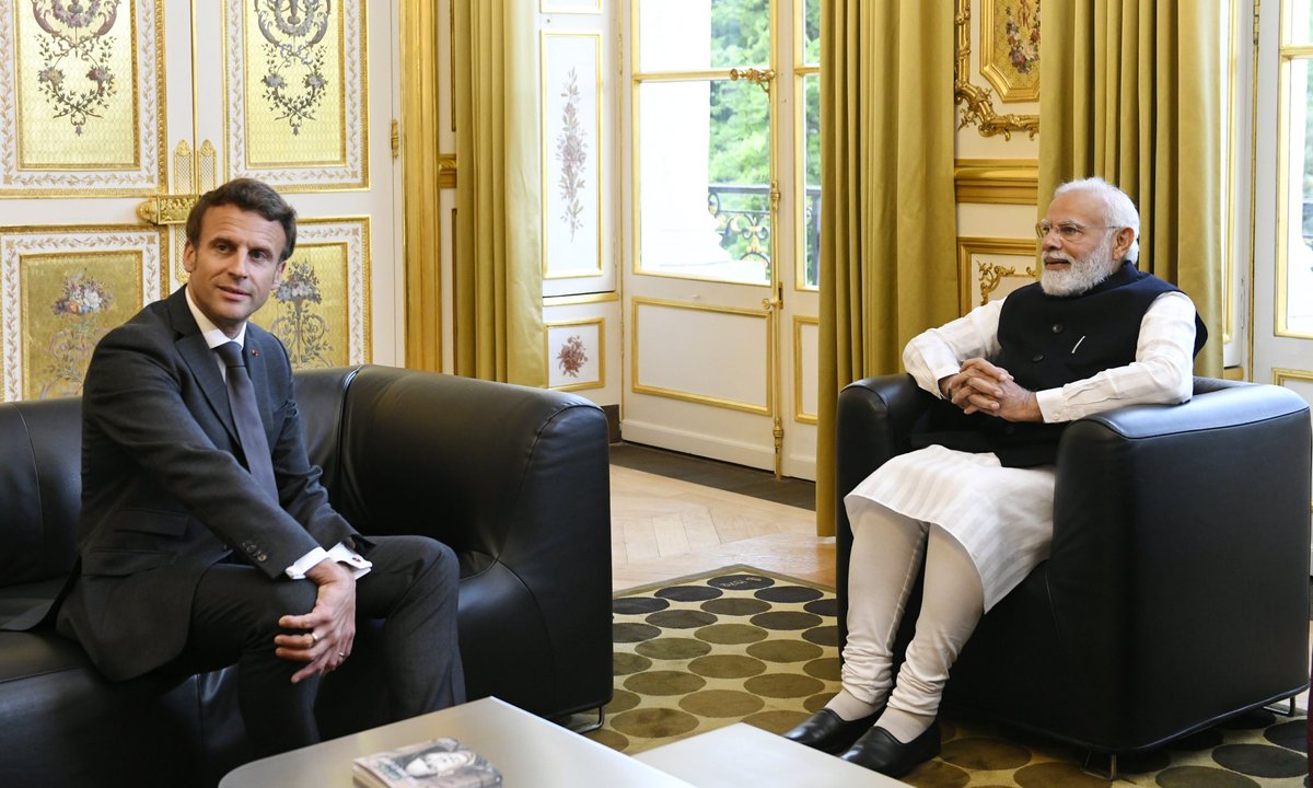 Randhir Jaiswal (@meaindia) on Twitter photo A meeting between two friends.
An opportunity to translate the renewed mandate of President <a href="/EmmanuelMacron/">Emmanuel Macron</a> into a renewed momentum for the India-France Strategic partnership. A meeting between two friends.
An opportunity to translate the renewed mandate of President <a href="/EmmanuelMacron/">Emmanuel Macron</a> into a renewed momentum for the India-France Strategic partnership.