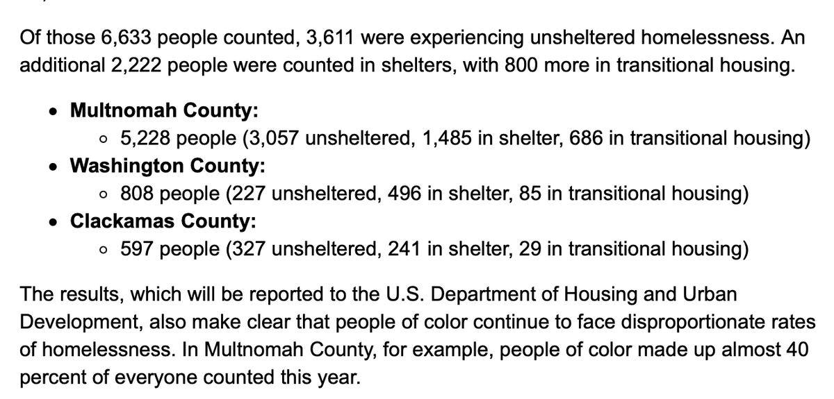 Multnomah County has released their first count of the region's homeless population since 2019.

The point in time count show 5,228 people experiencing homelessness on a night in January this year. 

That number was 4,015 in 2019.
