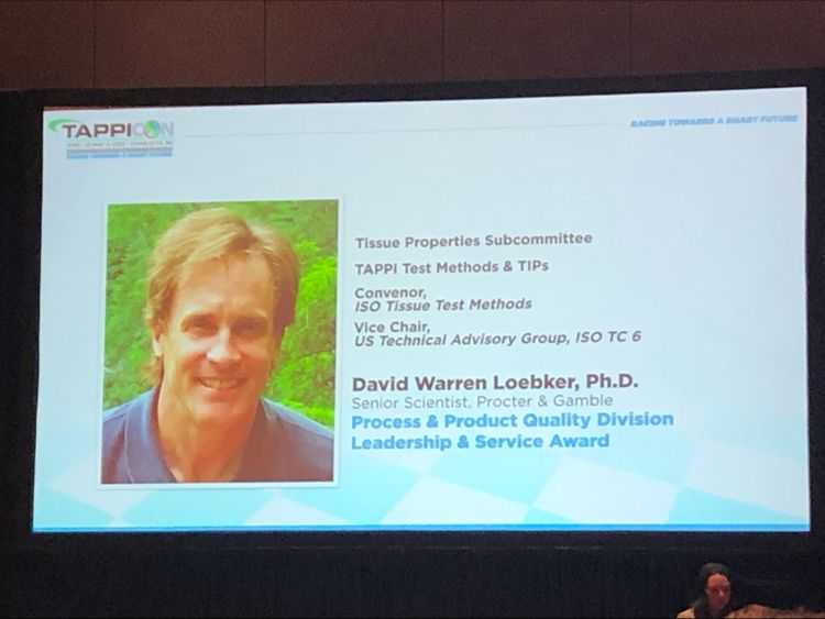 PSEFoundation's tweet photo. At the Awards Breakfast at TappiCon, David Loebker (‘89) was 1 of 5 Miami Paper grads recognized for his service to TAPPI. He was presented with the 2022 Process &amp; Product Quality Division Leadership &amp; Service Award. The Paper family at Miami University congratulates you, David! https://t.co/d6AbTvhuzq