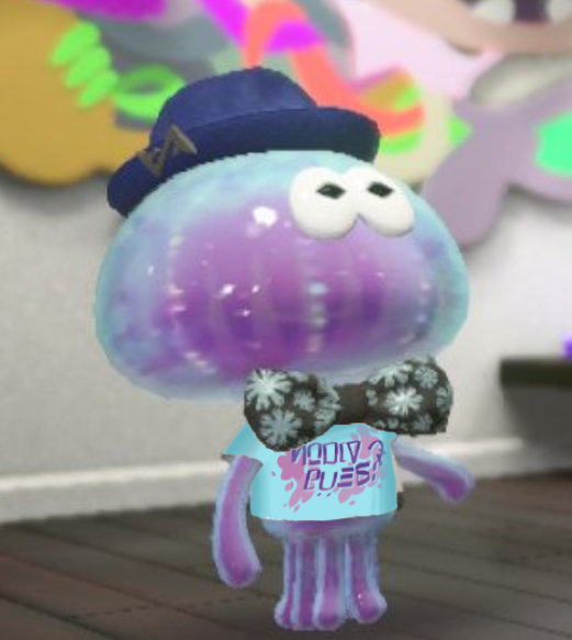 SplatoonMI1's tweet photo. What's this? Jelfonzo's set up a new shop in the city center of Splatsville! Along with this new shop, he's got a fresh new wardrobe! Lookin' fresh! https://t.co/8JHDjlFNyQ