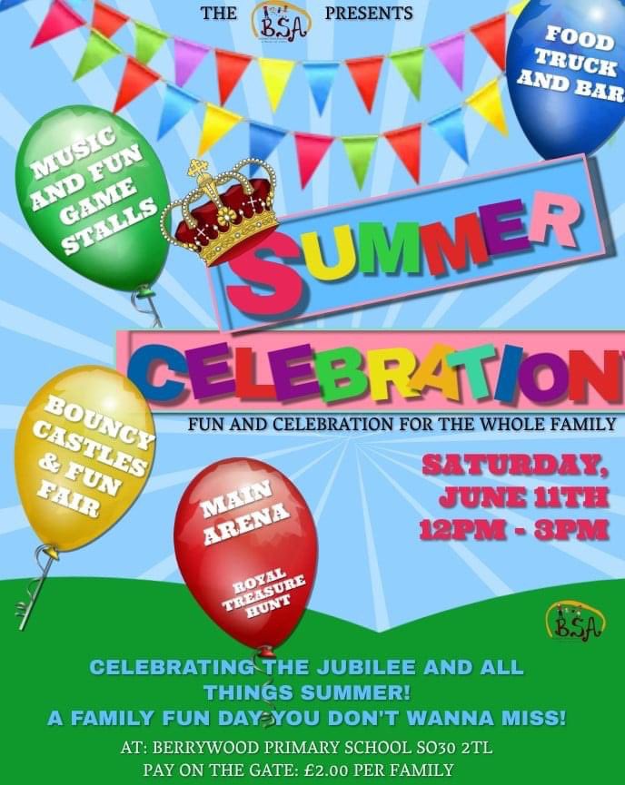 Not long until our Summer Celebration on a Saturday 11th June! 

We have already seen a flurry of bookings for the Car boot sale, so if you have items to sell and wanted to sell on the day please don’t delay booking as spaces are very limited💛

PTA-events.co.uk/bsa