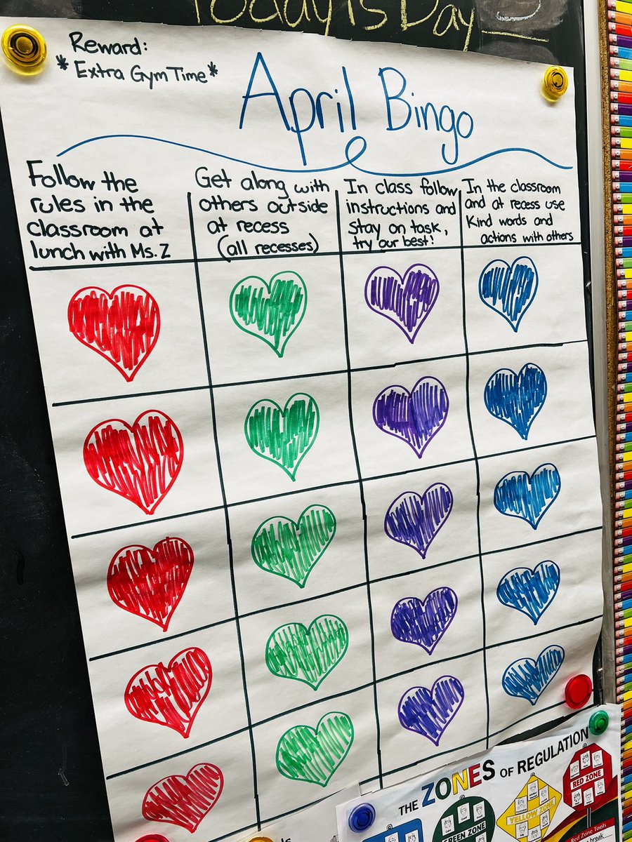 ms_donofrio's tweet photo. Ss are SO proud of themselves for completing their April Bingo. After reflecting together as a class, Ss came up with 4 goals for the month. At the end of each wk, we decided if each ❤️ should get coloured in. Ss also decided what they were working towards! Gr8 job RM 103! https://t.co/6ORQPsDsQn