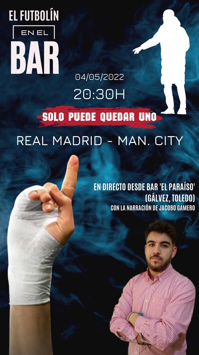 _ElFutbolin's tweet photo. 🚨Narración #RealMadridManchesterCity ⚽ En directo desde 'Bar El Paraíso' (Gálvez, Toledo)

🎙️Narra: 
@JacoboGamero

👇👇👇Pincha en el enlace y venteeee!!!!
🔗 https://t.co/EMxrqhLwhx https://t.co/hrJOtGRMRr