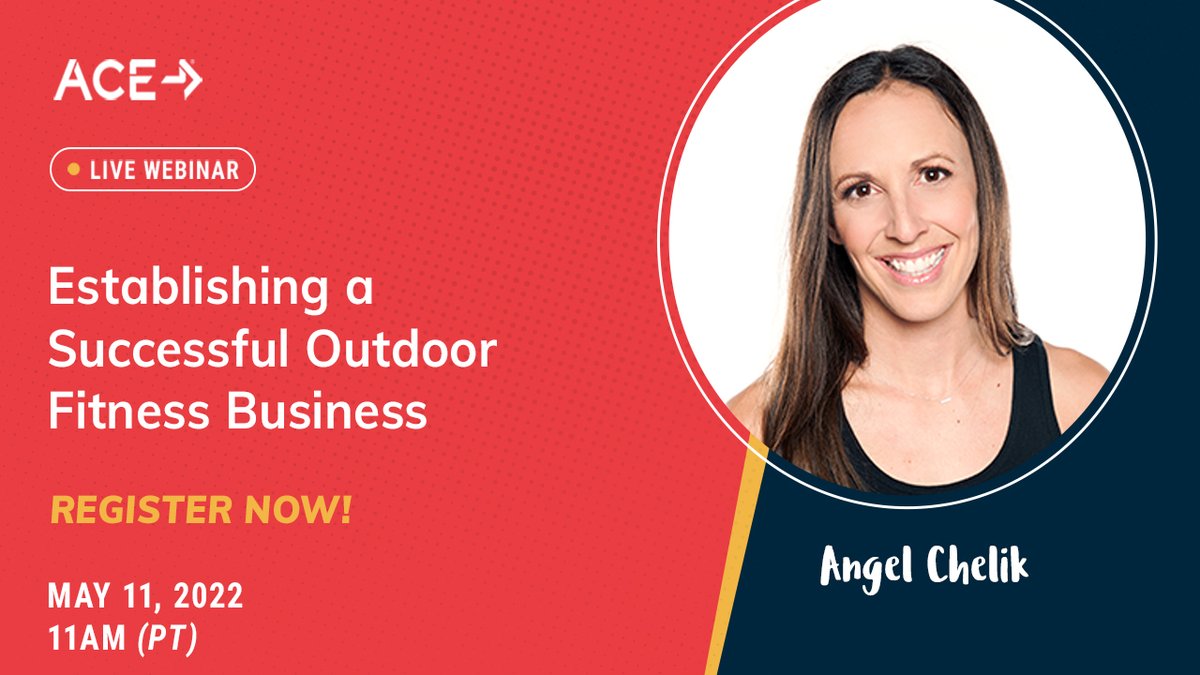 acefitness's tweet photo. 🌳 https://t.co/PFI8Dxj3xh 🌳 ACE's live Webinar titled, "Establishing a Successful Outdoor Business" features Angel Chelik on May 11, 2022 at 11am (PT). Be sure to pre-register at the link above! #ACEwebinar #MovingTogetherOutside https://t.co/cKqgJoh00F