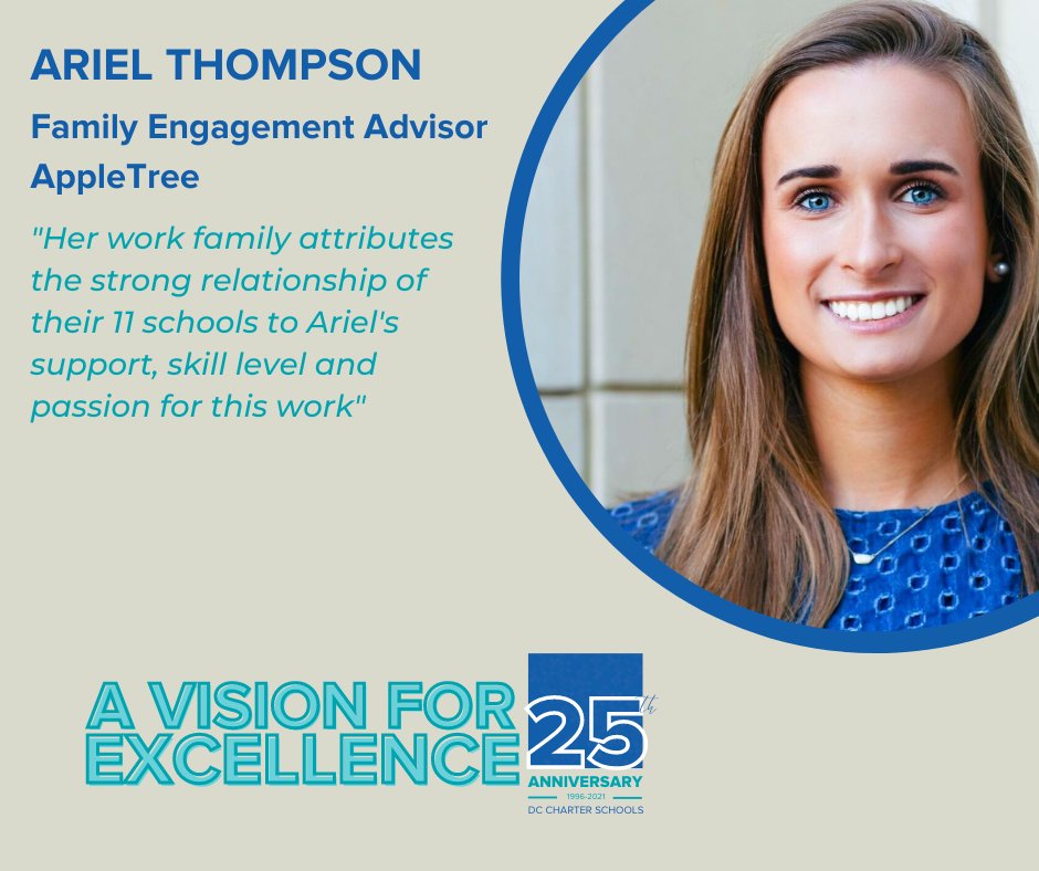 DC_Charters's tweet photo. Meet Ariel Thompson, the Family Engagement Administrator of @AppleTreeInst! Her peers attribute the strength of their 11 schools to Ariel's support and passion. Keep up the good work Ariel! #AVisionforExcellence https://t.co/sqclRVfzbK