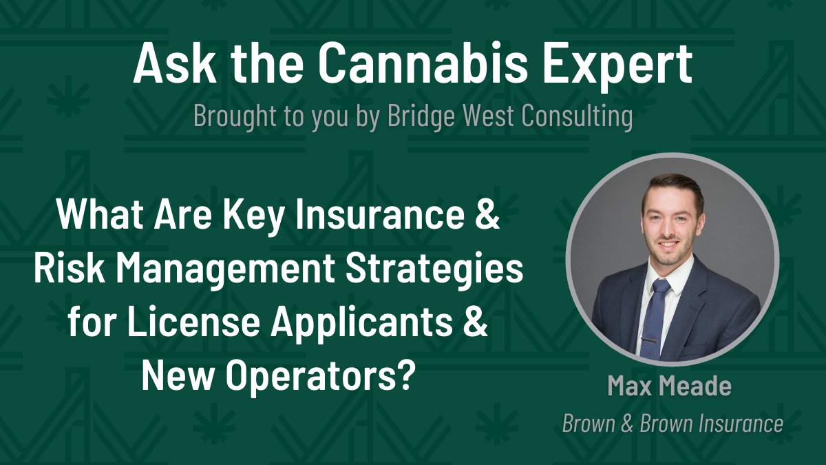 What are the most key #insurance and risk management strategies for #cannabis license applicants and new operators? Bridge West Consulting asked a #specialist, Max Meade. hubs.li/Q019x4rR0