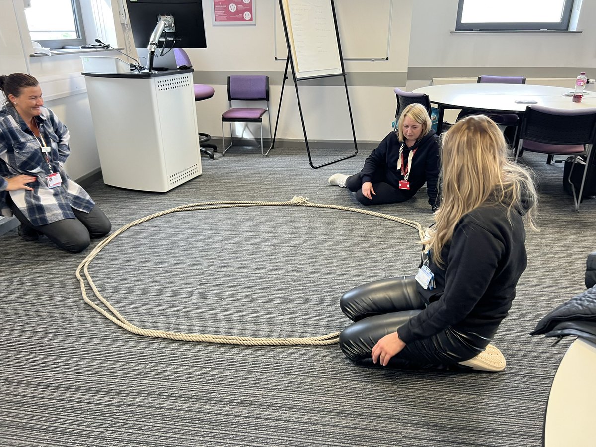 #TNA <a href="/UCLanHealth/">UCLan Health & Wellbeing</a> Sept20 exploring leadership with rope! Sad it rained ! Would have been better outside with more space! Fab to get to work with both groups #time-shift#shapeshifter