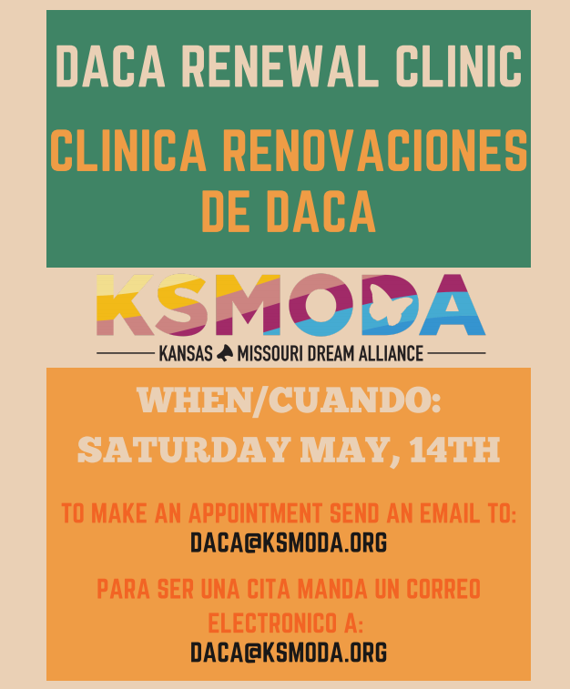 Monthly reminder KSMODA can help you renew your DACA, email daca@ksmoda.org for an appointment