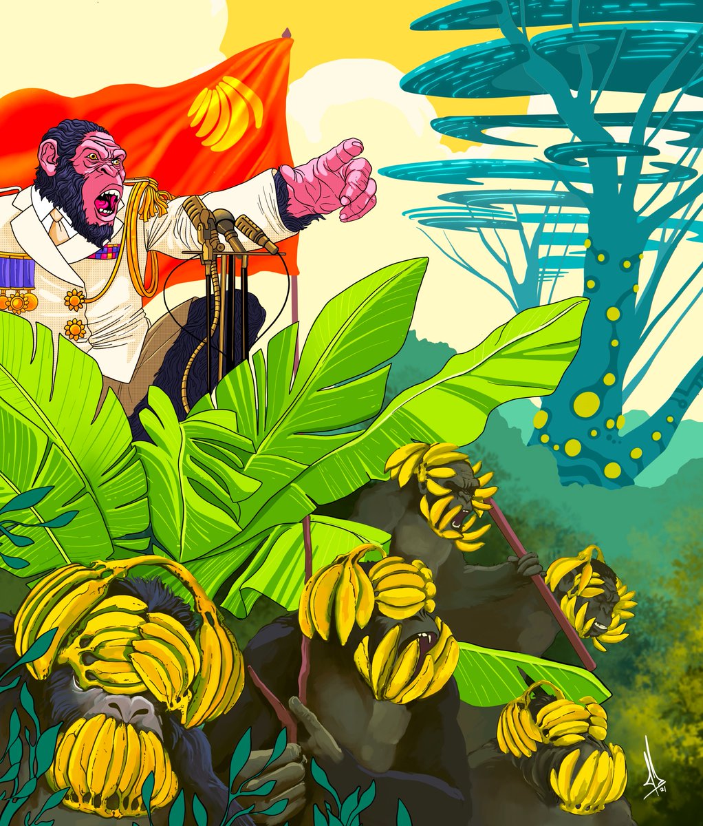 art_damle's tweet photo. The Supreme Leader of Banana Republic is up on  @foundation! 

This is the third artwork of my Anthropomorphs series 
#NFT #nftasia #NFTcollector #NFTartists #NFTCommunity 
🙉🙊🙈🌐 https://t.co/JGgVO7r3iU https://t.co/6lT3zLv7TQ