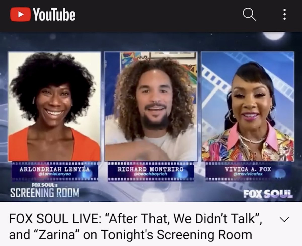 Arlondriah's tweet photo. #ICYMI You can still catch my short film ZARINA followed by my interview with @MsVivicaFox for @foxsoultv #foxsoulscreeningroom
‼️fast forward to 2:50:54‼️
https://t.co/jTkjHDMx3G
••
#Zarina #Nneka #gh #shortfilm #GeneralHospital #ghfans #SoapOperafans #VivicaFox @beachboyrich1 https://t.co/OAfextdfSO