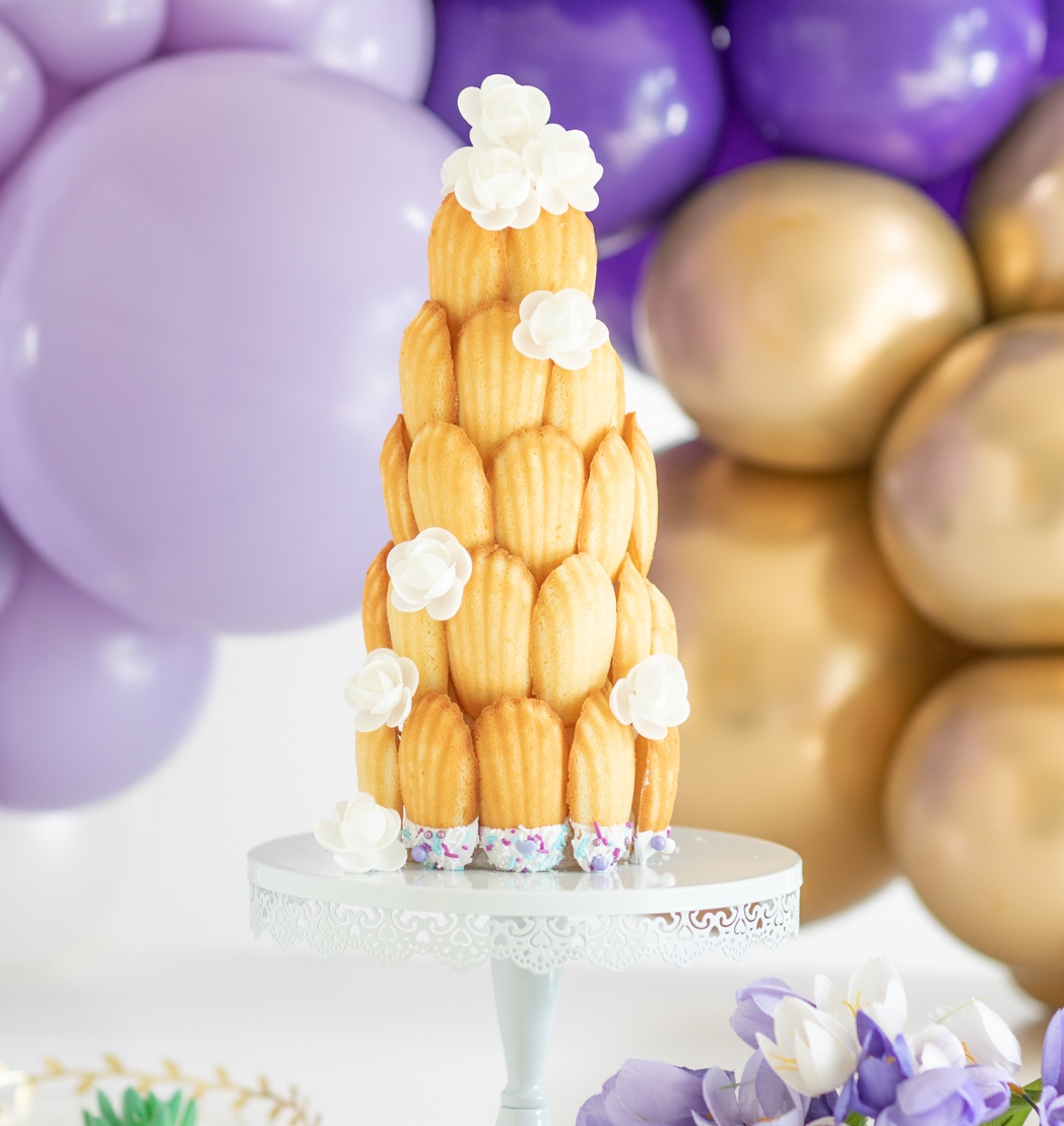 Elevate any occasion with a dessert tower using buttery, soft Sugar Bowl Bakery Madeleines. 

Instructions: l8r.it/Pft3

Creative credit: <a href="/cutefetti/">Cutefetti</a> via Instagram