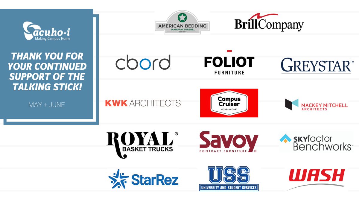 Thank you to these companies who continually support #ACUHOI and the Talking Stick! Check out the May + June issue today. 📍 ts.acuho-i.org
