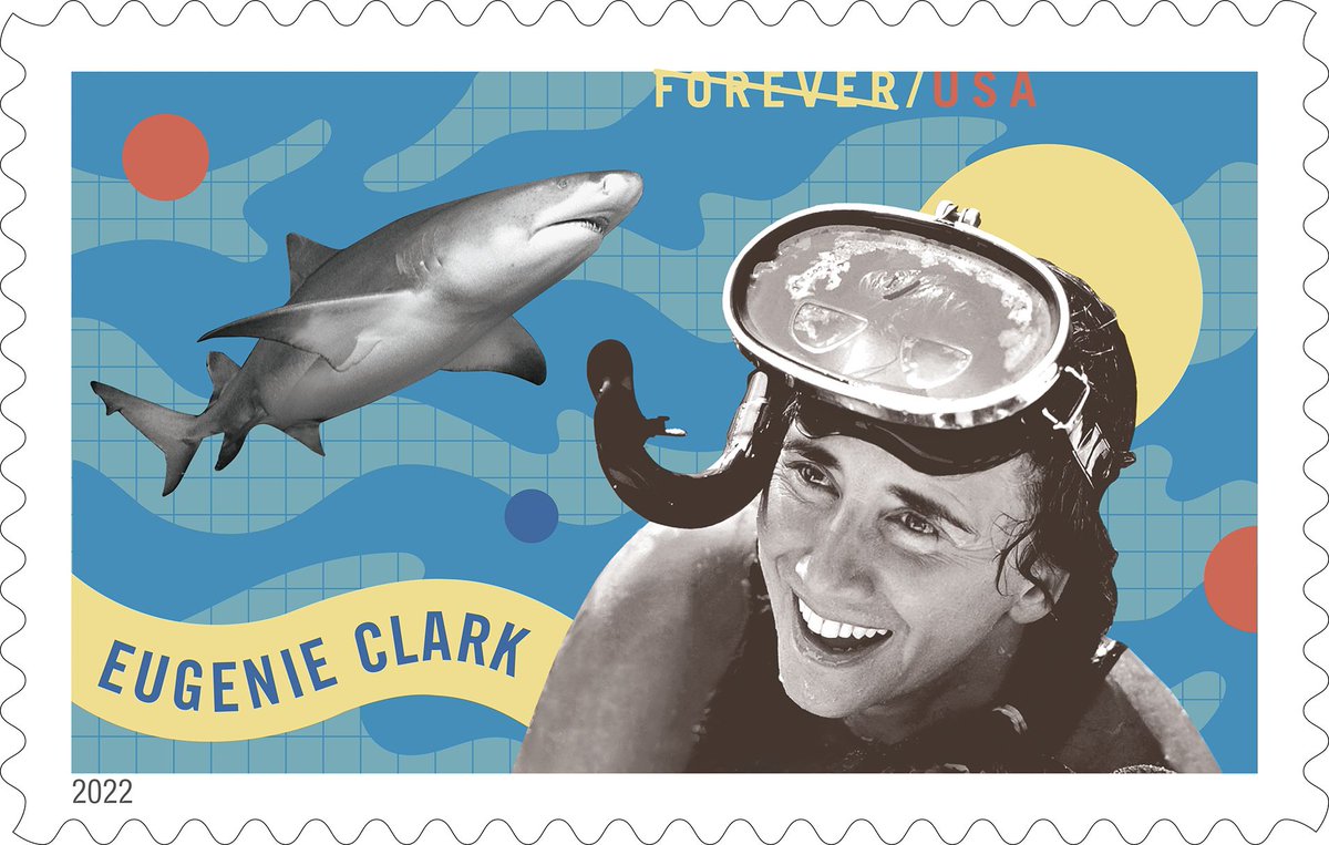 Pioneering marine biologist Eugenie Clark has been honored with a Forever stamp by <a href="/USPS/">U.S. Postal Service</a>. 🎉 Known as the "Shark Lady," Clark spent her career working to change public perception about sharks, and to preserve marine environments. #EugenieClarkStamp 🦈 about.usps.com/newsroom/natio…