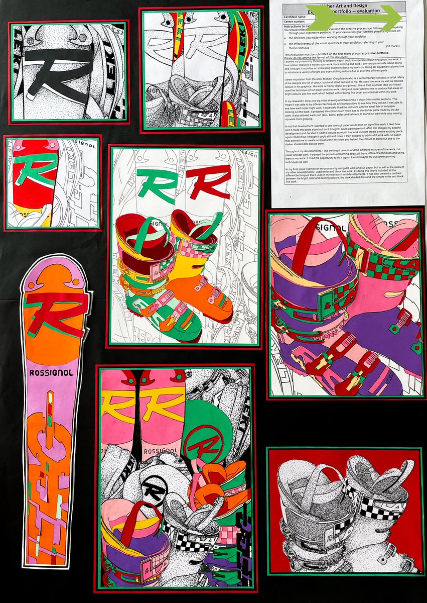 Awesome Higher Expressive folio taking inspiration from Michael Craig-Martin. Loads of layers of cut paper, drawing and pointillism. Great work! 👏🏼👏🏼👏🏼