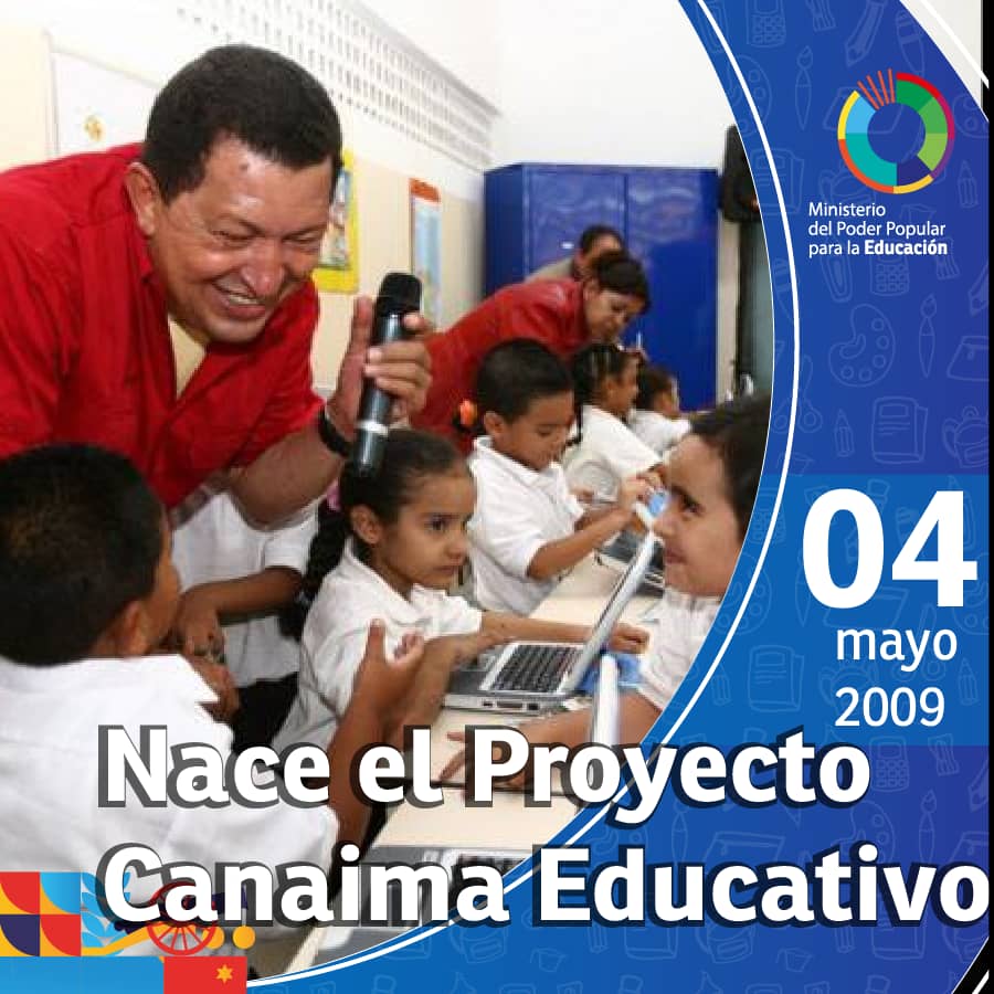 #EFEMÉRIDE | El 4 de Mayo del 2009, el Cmdte. Hugo Chávez creó el proyecto Canaima en aras de garantizar el acceso a las nuevas tecnologías a los estudiantes, avanzando en la construcción del nuevo modelo educativo. <a href="/NicolasMaduro/">Nicolás Maduro</a>  <a href="/_LaAvanzadora/">Yelitze Santaella</a> 

#VenezuelaProductiva