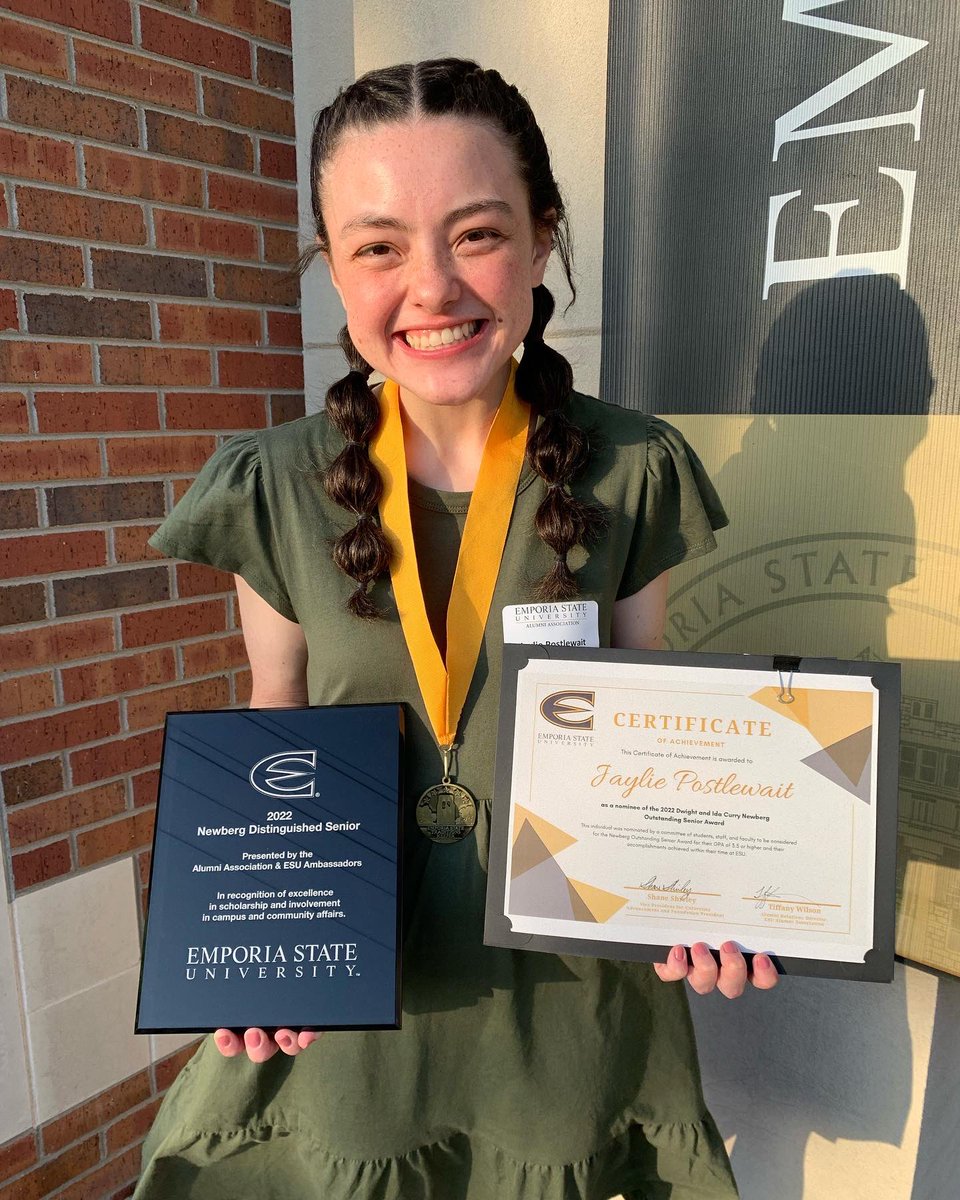 Congratulations to Jaylie Postlewait for being named the Distinguished Senior of Emporia State University and an Emporia State University Traditions Keeper at the Spirit of Excellence Awards.