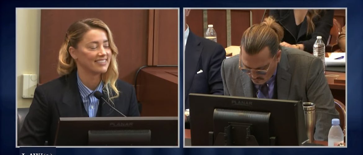 Victims avoid looking at there abuser it’s disturbing, traumatic and triggering. #Amber continuously looked at #johnnydepp when he took stand. JD not once looks at #AmberHeard #JohnnyDepptrial #DeppHeardTrial #JohnnyDeppAmberHeard #JohnnyDeppVsAmberHeard #DeppvHeard