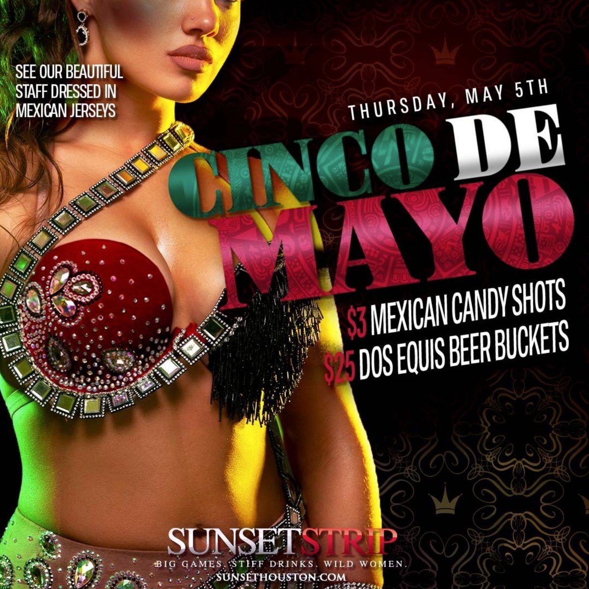 Stripclubexperi's tweet photo. Shake them Maracas! Get your #CincodeMayo on tonight, with so many parties to pick from, here's just a sample:
#PlayersClub #SouthHackensack NJ
@GreenvilleLust
@SunsetHouston
@PurePleasureVA_
USA #StripClub events like these are listed on our website: https://t.co/0SteNKYVD4 https://t.co/WQJODHLql7