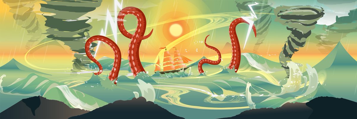 0xMultiScape's tweet photo. 🔥 It's time to unveil the first landscape of the second collection: #Tornado! 🌪🌪

A giant kraken takes over the sailing ship in a stormy sea! Will our heroes be able to save themselves? 🌊⛵️🦑

What do you think? 👇

#nft #NFTdrops #NFTartwork https://t.co/cVCfkVKLH0